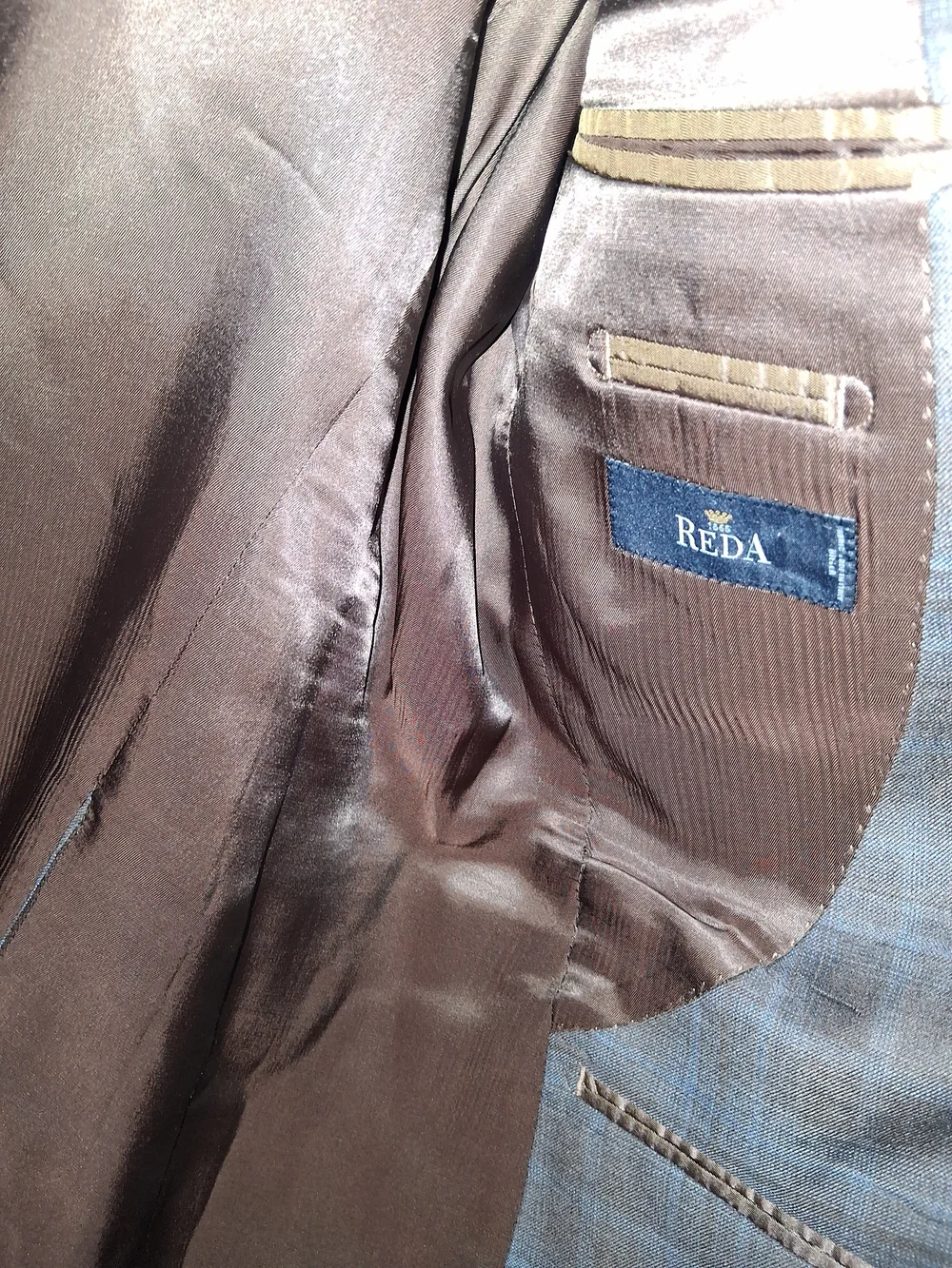 Men's Brown Plaid Sport Coat with Blue Windowpane